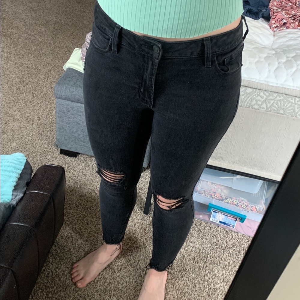 Old Navy Black Skinny Jeans with Distressed Knees